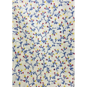 Classic Cottons Fabric 1+ Yard White Yellow Blue Red Tiny Floral Flowers Tulip
